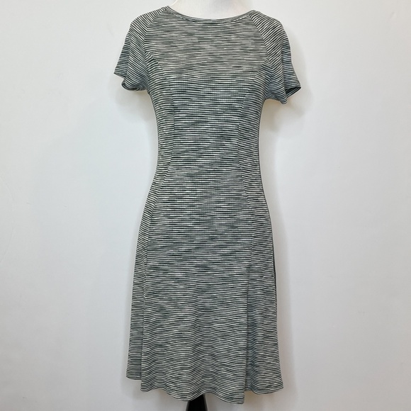 Topshop Green Striped Skater Stretch Dress - Picture 2 of 16